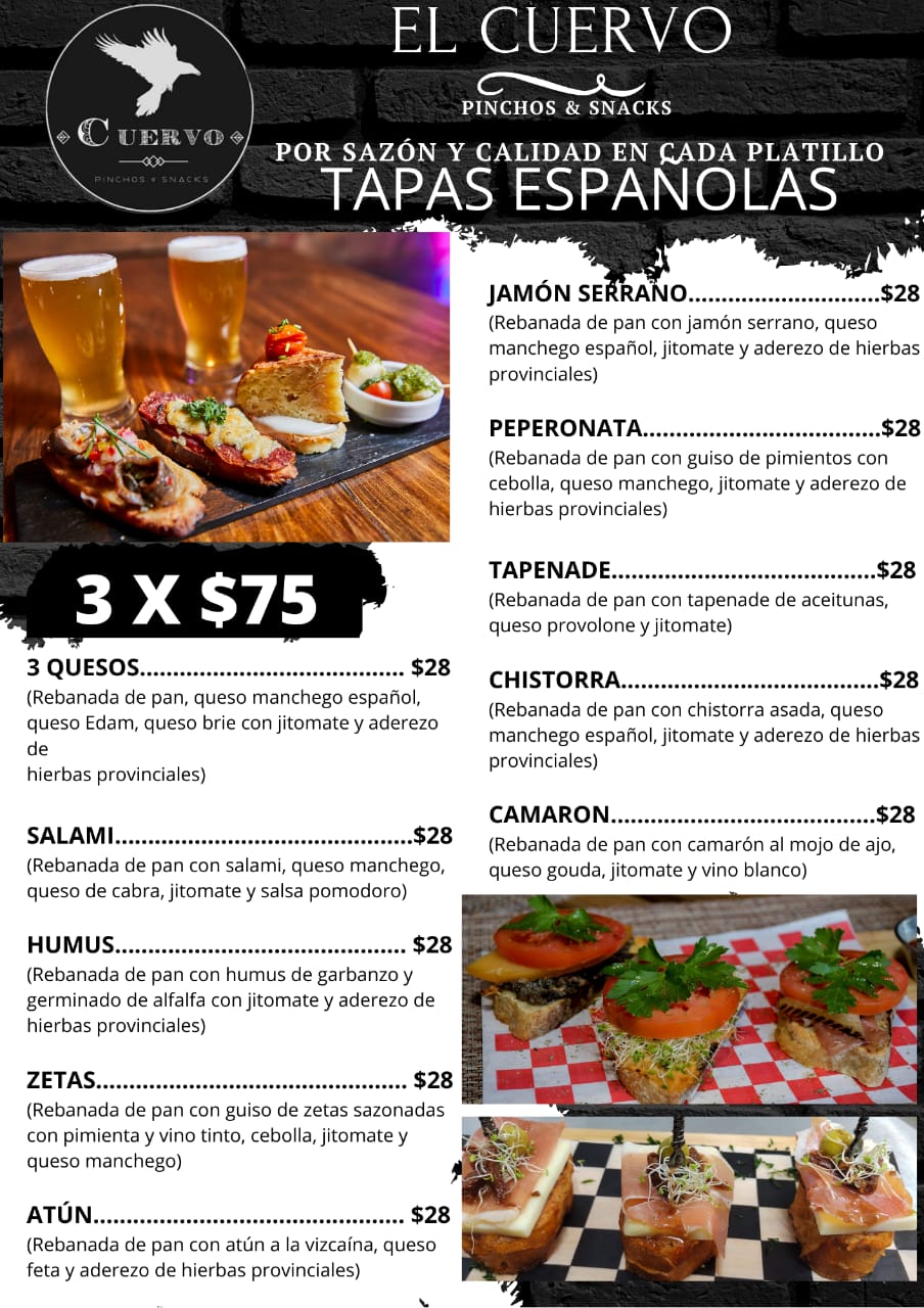 Carta de Cuervo Pinchos & Snacks  en Morelia , Michoacán  — página 4